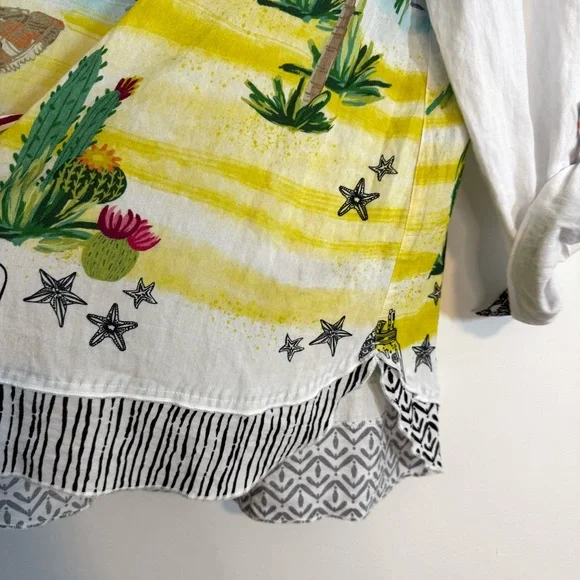 John Mark White Button-Down Top Colorful Beach Vacation Dog Resort Wear Print XL - Picture 9 of 15